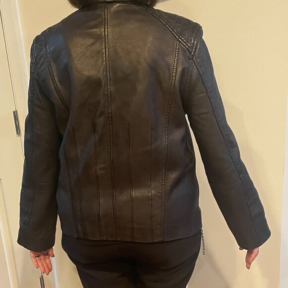 Carbon2Cobalt Women's Black Leather Jacket - Picture 4 of 5